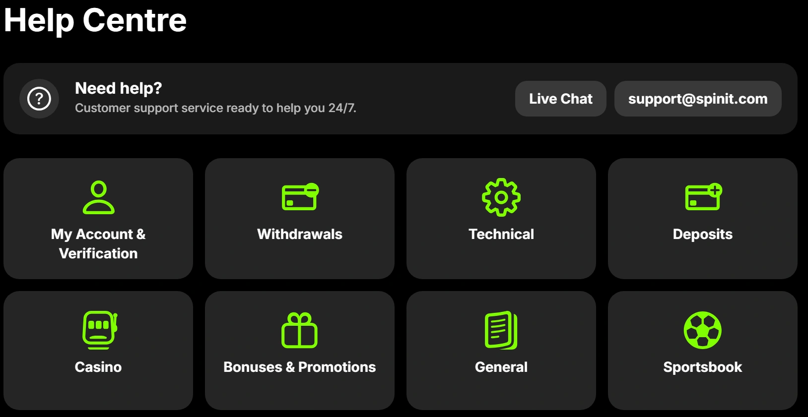 Asiakaspalvelu Spinit Casinolla